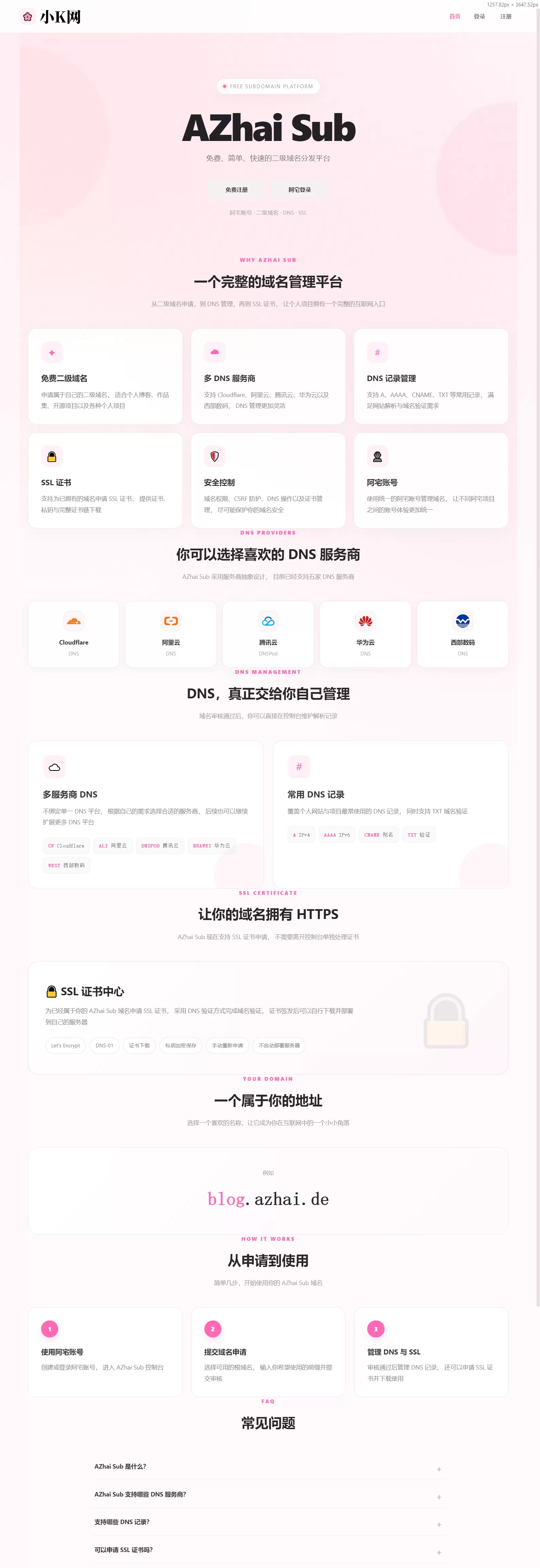 阿宅二级域名分发系统 轻量化全开源 阿宅二级域名分发系统 轻量化全开源