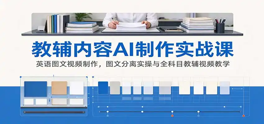AI制作教辅内容实战课：英语图文视频制作，图文分离实操与全科目教辅视频教学