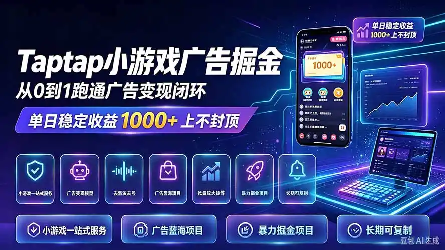 TapTap小游戏广告掘金日赚收益1000+上不封顶